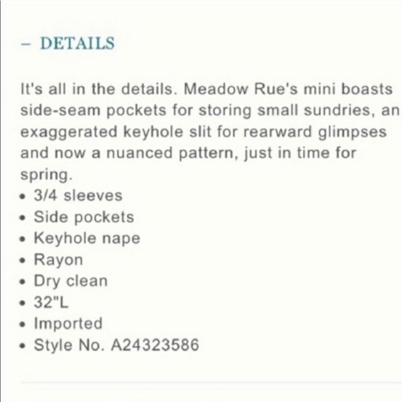 RARE Anthropologie Meadow Rue Drop Waist Dress - Picture 6 of 6